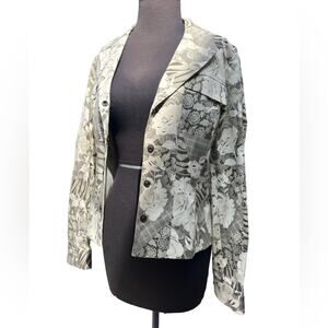 Bergamo Italy Snap Front Neutral Floral Classic Luxury Old Money Blazer 10